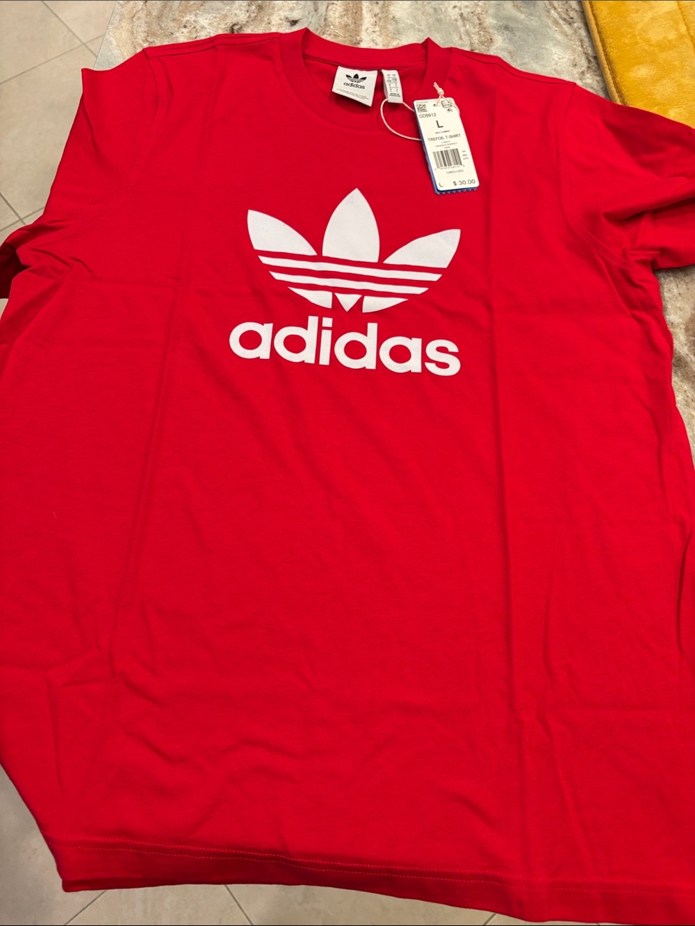 adidas Red Tee with White Trefoil Logo